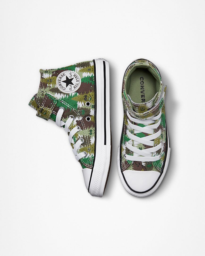 Tenisky Vysoke Converse Chuck Taylor All Star Easy-On Forest Camo Chlapcenske Biele Zelene | SK PGSCJ1